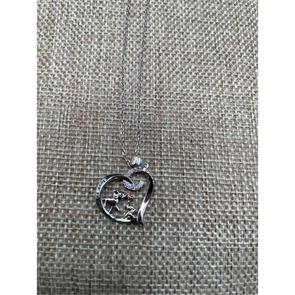Double Elephants Heart Necklace I Love You Engraved Valentines Mothers Day